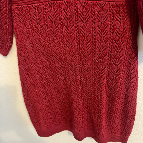 Adrianna Papell Knit 100% Merino Wool Lined Sweater Dress in Deep Red. S… - Picture 4 of 15
